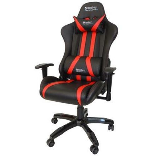 Sandberg Gamer szék - Commander Gaming Chair (állítható dőlés/magasság; párnázott kartámasz; PU+szövet; max.150kg-ig)